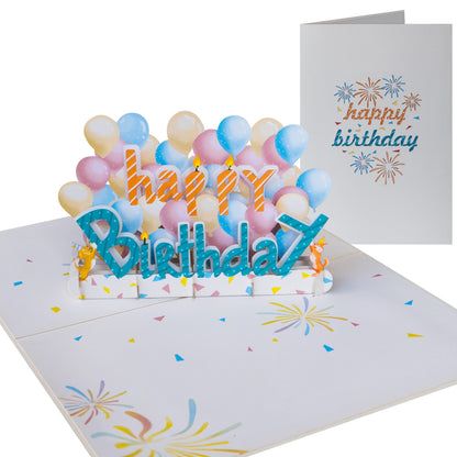 Happy Birthday & Luftballon Pop-Up Karte