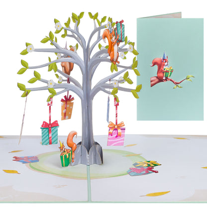 Eichhörnchen und Geschenk Pop-Up Karte