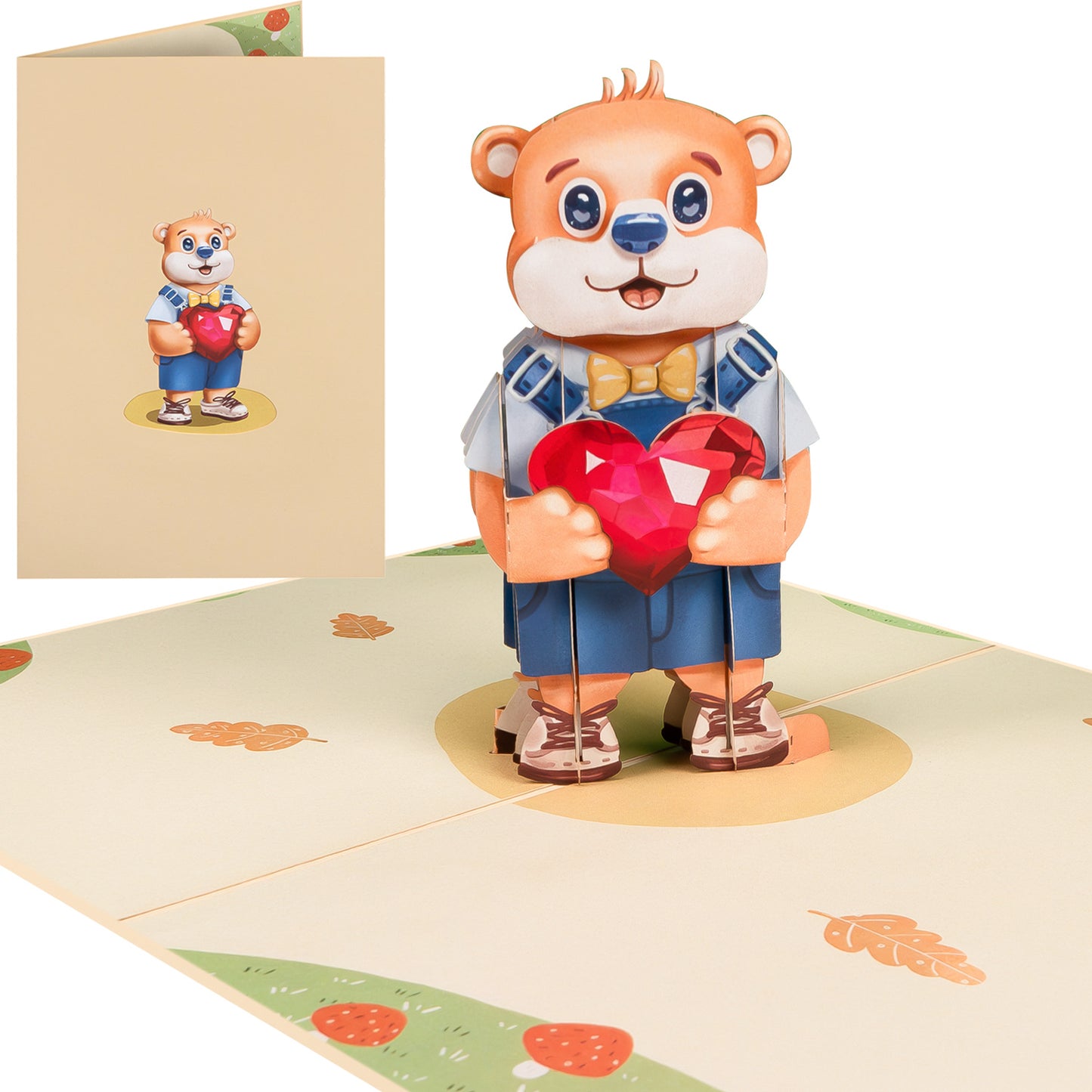 Bär und Herzen Pop-Up Karte