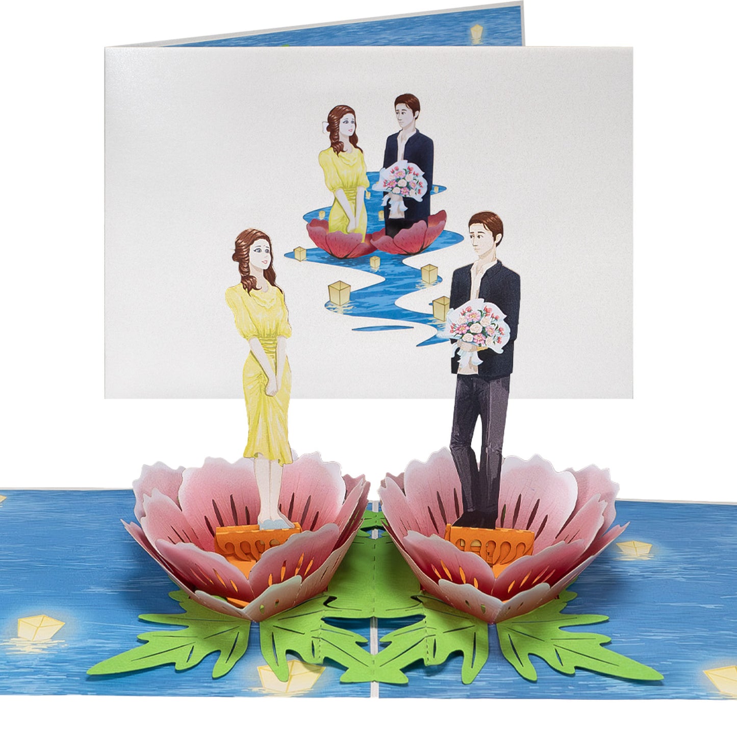 Paar und Blumen Pop-Up Karte