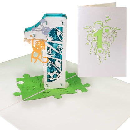 Die 3D Nummer 1 Pop-Up Karte