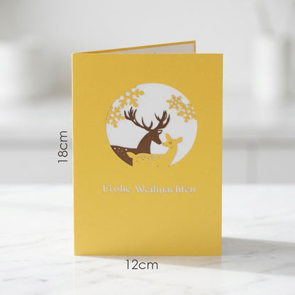 N004 - Weihnachtskarten mit Hirschen & Tannenbäumen