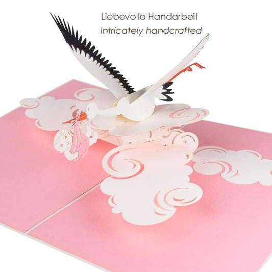 Baby Junge mit Storch – Pop-up-Karte
