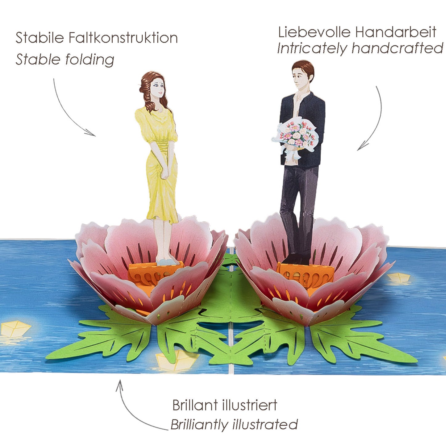 Paar und Blumen Pop-Up Karte