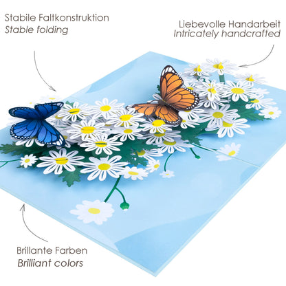 Schmetterlinge & Gänseblümchen Pop-Up Karte