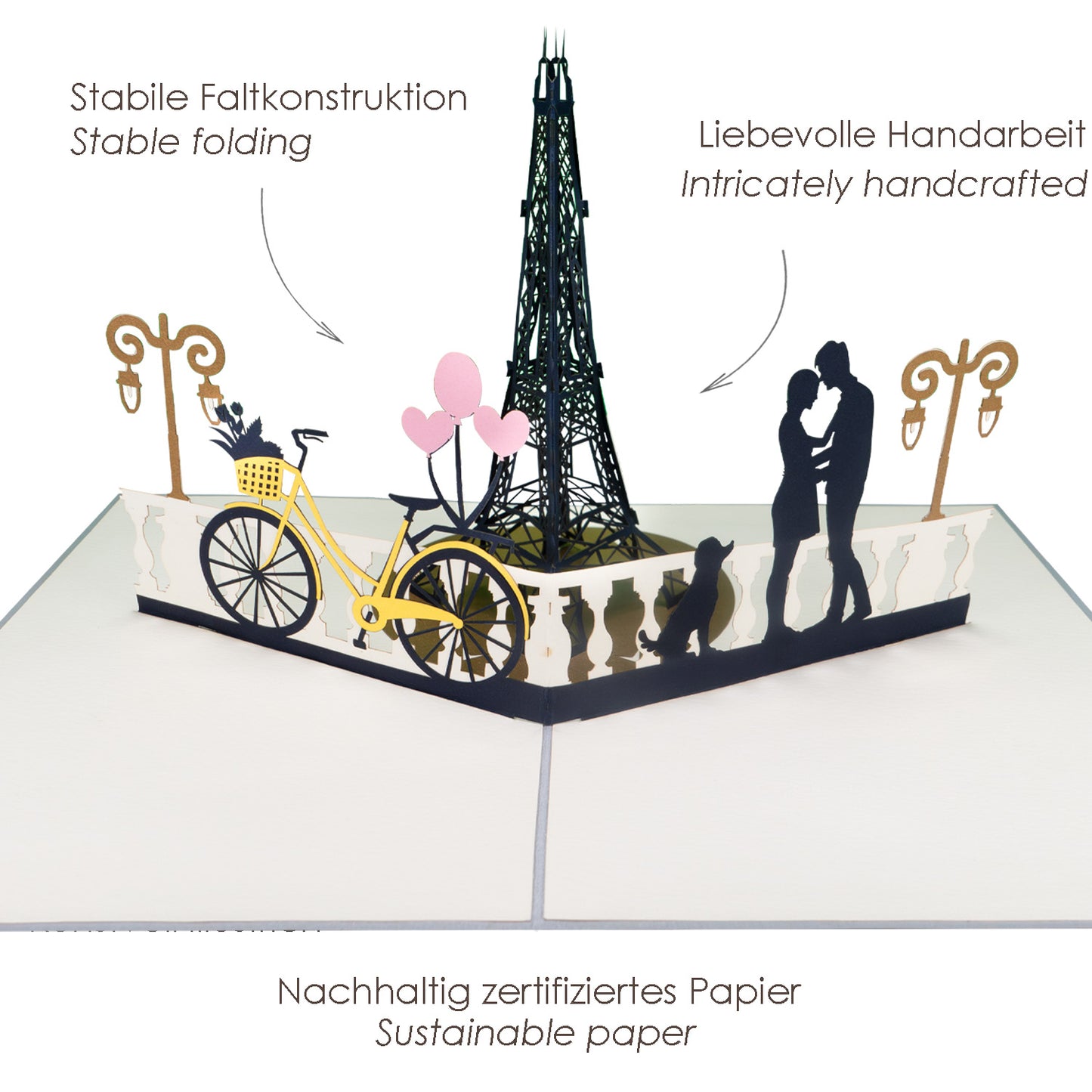 Paar und Eiffeltum Paris Pop-Up Karte
