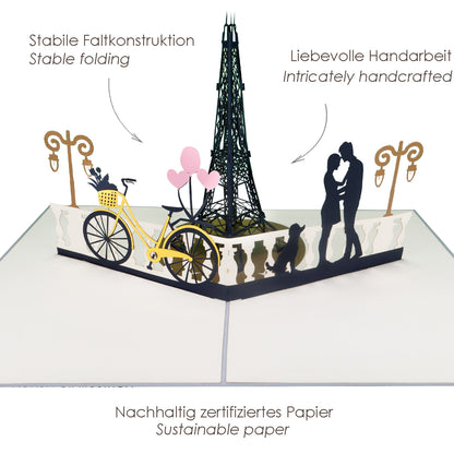 Paar und Eiffeltum Paris Pop-Up Karte