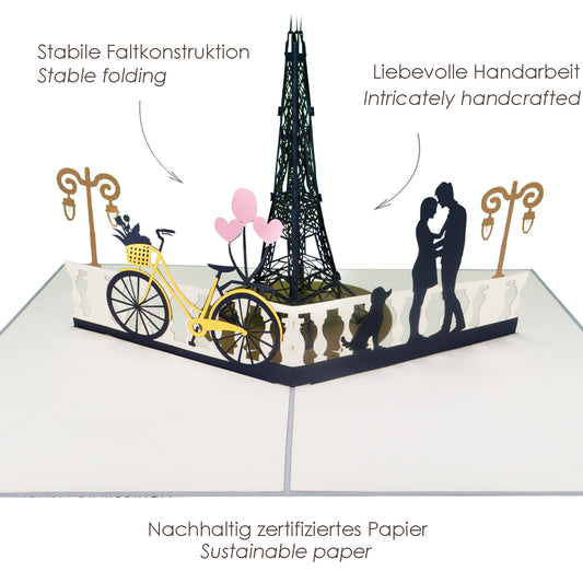 Paar und Eiffeltum Paris Pop-Up Karte