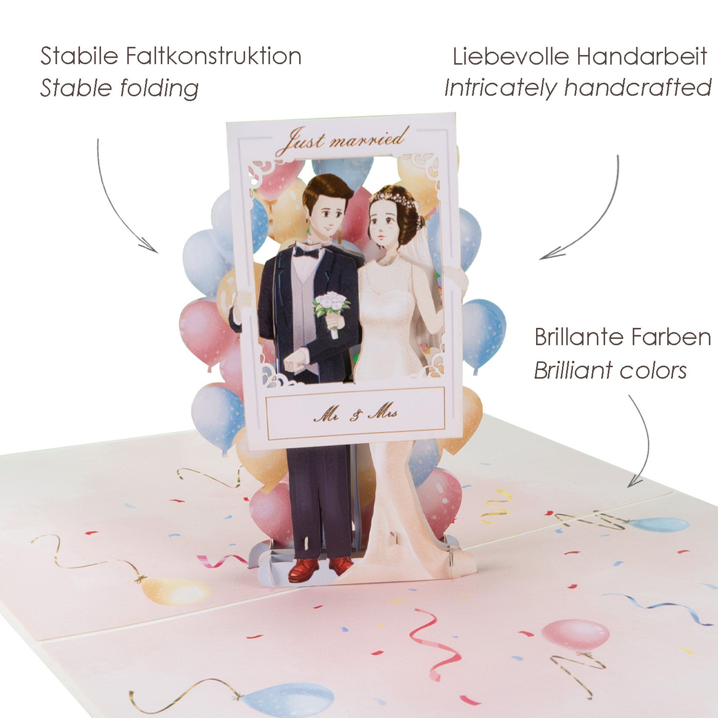 Lustiges Hochzeitsfoto & Brautpaar Pop-Up Karte