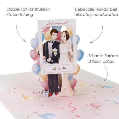Lustiges Hochzeitsfoto & Brautpaar Pop-Up Karte